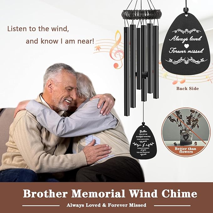 Soopau Memorial Gifts for Loss of Brother, Memorial Wind Chimes for Loss of Brother, Loss of Brother Sympathy Gifts, Bereavement Condolence Funeral Gifts for Loss of Brother