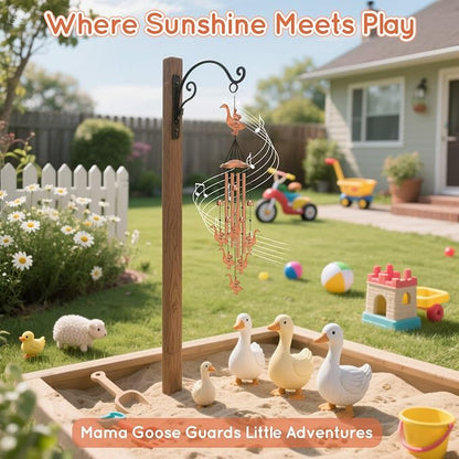 Wind Chimes Outdoor - Mother & Baby Geese Windchime with 4 Aluminum Tubes,Weatherproof Metal Wind Chime for Garden Decor Patio Yard, Goose Gift for Thanksgiving, Christmas, Festival