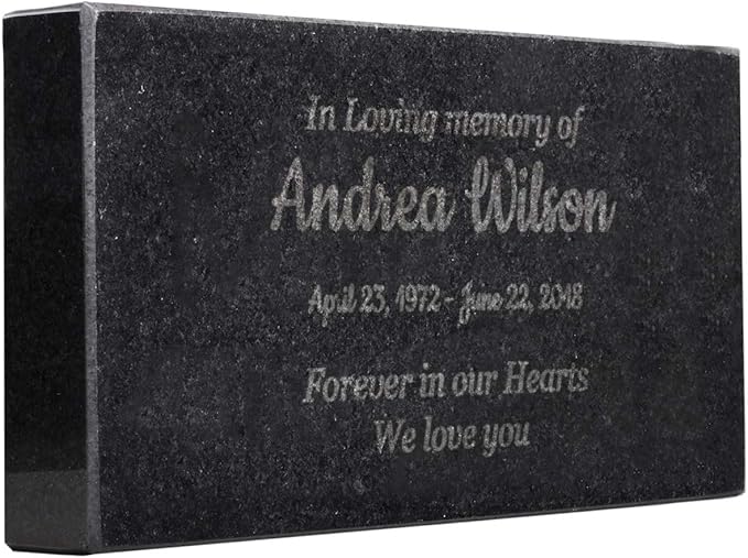 In Loving Memory Black Granite Memorial or Sympathy Gift. Add your Personalized Text and Dates. Offered in a Variety of Sizes to Meet your Needs and Budget (8 x 4 x 1")