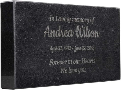 In Loving Memory Black Granite Memorial or Sympathy Gift. Add your Personalized Text and Dates. Offered in a Variety of Sizes to Meet your Needs and Budget (8 x 4 x 1")
