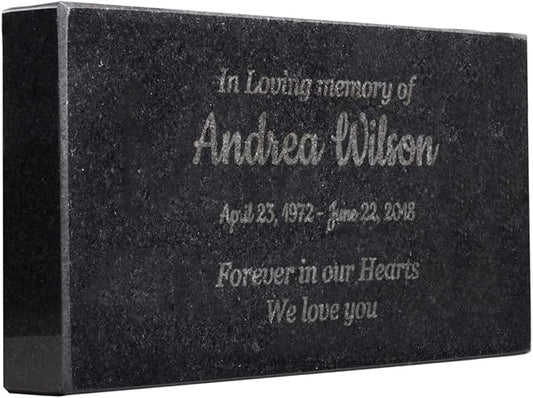 In Loving Memory Black Granite Memorial or Sympathy Gift. Add your Personalized Text and Dates. Offered in a Variety of Sizes to Meet your Needs and Budget (8 x 4 x 1")