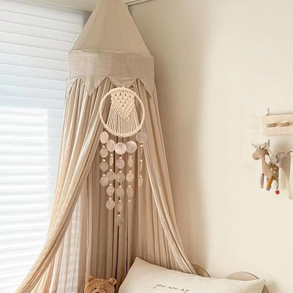 Capiz Shell Wind Chime—Handcrafted White Shell Wind Chime Suitable for Indoor/Outdoor Garden Decoration. Capiz Winds Chimes Hanging Ornament.