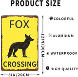 Metal Signs Fox Crossing Vintage Tin Sign for Home Bar Living Room Garden Yard Outdoor Wall Decor 12x8 Inch