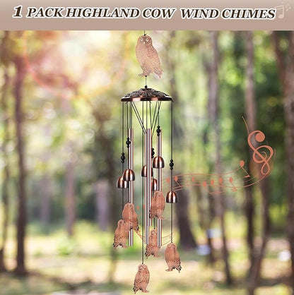 Briwooody Owl Wind Chimes for Outside Owl Gifts for Women Mom Metal Wind Chimes Memorial Birthday Decor for Outdoors Patio Garden Porch Home Yard Decoration