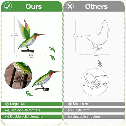 Goodeco Hummingbird Statue for Garden Decor - Handmade Metal Birds for Home & Yard with Outdoor Figurines and Decorations, Great Gifts for Women Mom and Grandma (Green)