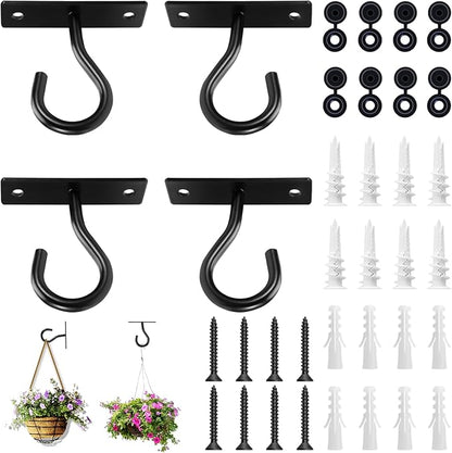 4Pack 2.5Inch Ceiling Hooks for Hanging Plant, Hanger for Indoor and Outdoor Planters Pots Holder, Wall Hook for Plant, Flower Basket, Wind Chimes, Lanterns, Lights, Bird Feeders, Home Decor