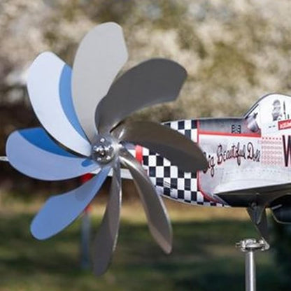2 Airplane Wind Spinner, Airplane Weather Vane for The Yard Garden Wind Sculpture Windmill Aircraft Pinwheel Metal Handmade A-irplane W-eathervanes Windmill Outdoor Courtyard Decor Garden Pinwheels