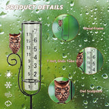Owl Rain Gauges,Water Gauge for Rain with Metal Stake,7 Inch Freeze Proof Detachable Rain Gauge Outdoor Decorative for Measuring Precipitation