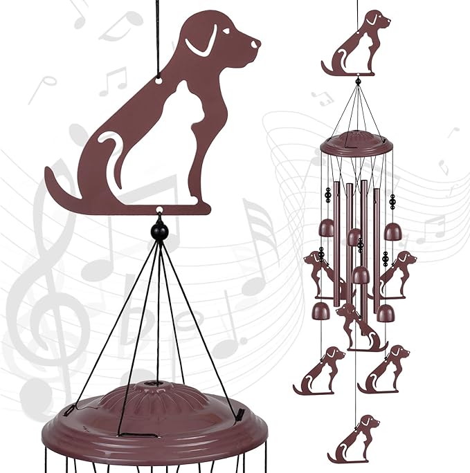 Dogs Wind Chimes Outdoor Decoration, Gifts for Mom, Home, Garden, Balconies, Rooms, Patio, Indoor, Puppy Ornaments, Memorial Wind Chimes, 37.5 Inch Labrador Wind Catcher, Outside Dog Wind Bells Decor