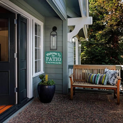 YOYI ART Patio Signs and Decor Outdoor - Welcome to Our Patio Sign, Metal Vintage Tin Signs for Patio, Outside, Front Yard, Garden, Front Door and Backyard Wall Decor Art Gift, 12 x 8 inch