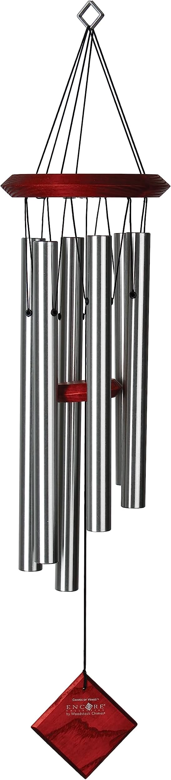 Woodstock Chimes Pluto Wind Chime for Outside 27" Silver Small, Light Airy Sound for Outdoor Garden, Patio, Porch Decor, Encore Collection DCS27