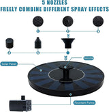 Solar Bird Bath Fountain Pump 6.3" | Floating Solar Fountain with 7V 1.4W Panel | Solar Water Pump for Bird Bath, Pond, Garden & Outdoor Water Features | 5 Spray Patterns