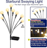 TONULAX Solar Garden Lights - Upgraded Solar Swaying Light, Sway by Wind, Outdoor Lights, Yard Patio Pathway Decoration, High Flexibility Iron Wire & Heavy Bulb Base, Warm White (4 Pack)