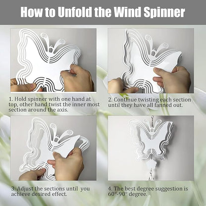 4Pack 8inch Sublimation Wind Spinner Blanks 3D Aluminum Metal Wind Sculpture Kinetic Spinners for Yard and Garden Indoor Art Ornaments Hanging Decoration (New Butterfly)
