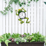 Frog Outdoor Clock with Thermometer & Humidity, Outdoor Wall Clock Silent Non-Ticking Outside Clocks for Patio, Garden, Home Decor