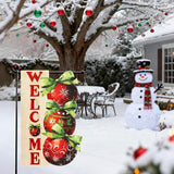 Christmas Garden Flags 12x18 Inch Double Sided, Xmas Ball Ornament Welcome Yard Flag for Outside, Winter Seasonal Outdoor Decoration Farmhouse Front Porch Holiday Decor