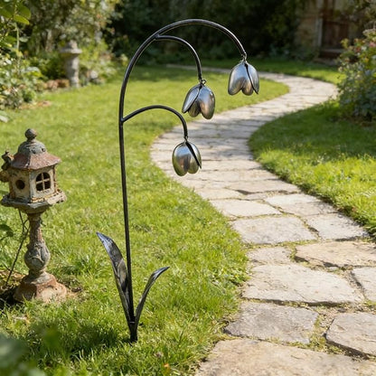 RAPTURA Metal Lily of the Valley, Gardens Metal Lily Flowers, Metal Flower Garden Stakes, Metal Flowers Outdoor Decor for Patio, Lawn, Yard Statue Decoration (2PCS)