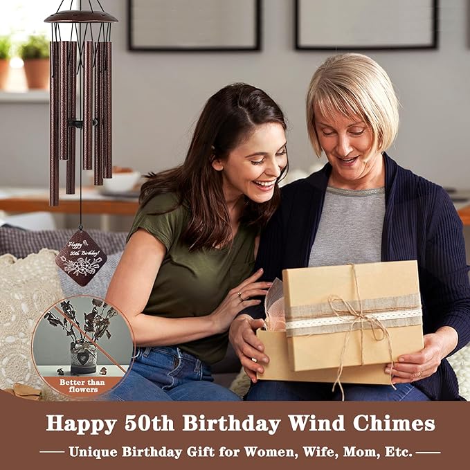50th Birthday Gifts for Her, 32” Wind Chimes 50th Birthday Gifts, 50 Year Old Birthday Gifts for Women Mom Sister Wife Friend, Happy 50th Birthday Gifts, Unique 50th Birthday Decorations