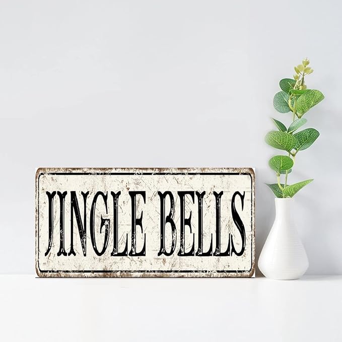 Madcolitote Personalized Jingle Bells Street Sign Vintage Jingle Bells Wood Signs Wall Art Rustic Wall Decorations for Living Room Home Decor for Home Man Cave Gate Garden Bars Cafes 6x12in