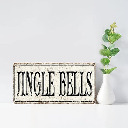 Madcolitote Personalized Jingle Bells Street Sign Vintage Jingle Bells Wood Signs Wall Art Rustic Wall Decorations for Living Room Home Decor for Home Man Cave Gate Garden Bars Cafes 6x12in