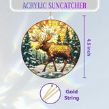 Stained Glass Style Acrylic Moose Ornament 2025 - Rustic Cabin Christmas Tree Ornament, Wildlife Suncatcher Window Hanging, Winter Holiday Decor Gift for Nature & Outdoor Lovers, Shatter(Sun-23)