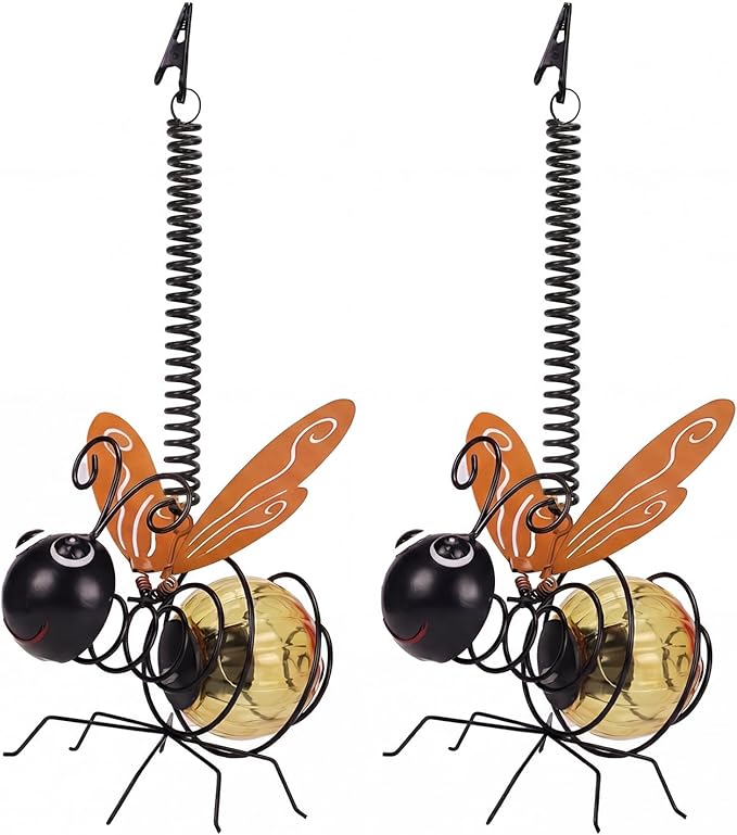 Calenzana Orange Bee Outdoor Solar Garden Light, Waterpoof Hanging Solar Light for Yard Patio Backyard Porch, Gifts for Women Mom Grandma