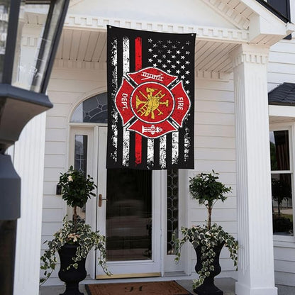 Firefighter Flag 3 X 5 Ft Polyester with Brass Grommets For Lawn Patio Yard Garden Home Outdoor Decor Fade Resistant Banner