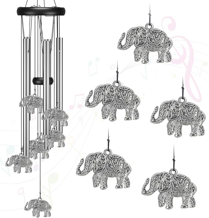 Virekm Windchimes Outdoors Clearance, Door Chime Wind Chimes for Outside Sympathy Wind Chimes for Patio Decoration, Garden Decor. Zen Garden Decor（Elephant）