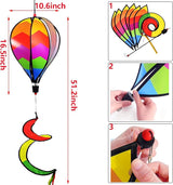 timecity 3pcs Hot Air Balloon Wind Spinner Rainbow Garden Pinwheels Whirligigs Wind Spinner Windmill Striped Rainbow Windsock Rotating Sequins Windmill Wind Twister Hanging Decor