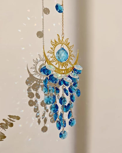 Hanging Celestial Suncatcher for Indoor Window Moon and Sun Crystal Sunlight Catcher Prism