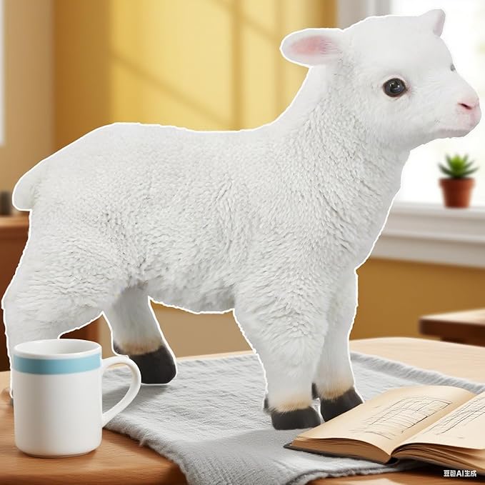 Jerliflyer 1Pcs Lamb Garden Statue,Sheep Hand Made Lifelike Garden Sculpture for Indoor Outdoor Decoration(Small Standing Posture