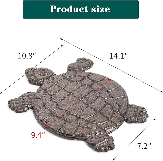 Sungmor Cast Iron Turtle Stepping Stones, Sturdy Metal Stepping Mat for Front Door, Outdoor Walkway Decorative Statue, Garden Path Pavers for Yard Lawn Landscaping