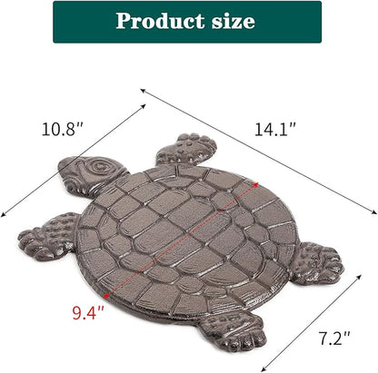 Sungmor Cast Iron Turtle Stepping Stones, Sturdy Metal Stepping Mat for Front Door, Outdoor Walkway Decorative Statue, Garden Path Pavers for Yard Lawn Landscaping