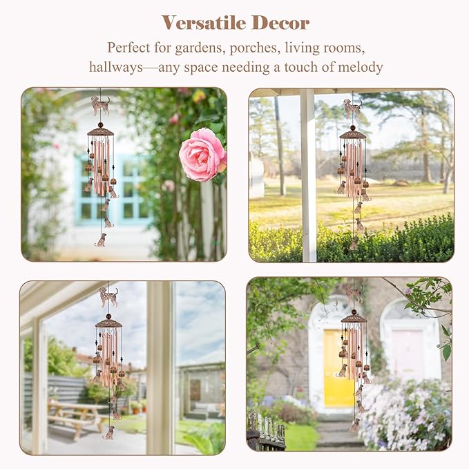 Dog Wind Chimes for Outside, Dog Windchimes Gifts for Grandma/Women Birthday Gifts,Outdoor/Indoor Metal Wind Chime for Garden,Home, Lawn, Porch, Yard (35")