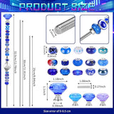 DIY Fairy Wand Garden Beads Stakes Wands Kit,Multiple Color Scheme European Beads Crystal Diamond Tops and 12 or 10 Inch Threaded Rods,Stainless Steel Stakes with Diamond Toppe(Purple+Aqua+Sapphire)