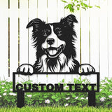Custom Border Collie Dog Garden Stake Metal Name Sign, Personalized Dog House Garden Sign Customized Border Collie Welcome Signs Address Plaque Gardening Decor Gift for Gardeners Dogs Lover