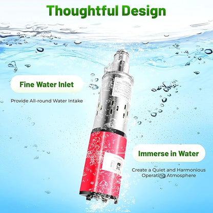 Deep Well Submersible Pump, DC 12V 180W Stainless Steel Water Pump, 6.6GPM Flow, 82ft Lift, for Industrial Home Farm Ranch Irrigation 4500RPM with 49ft Electric Cord