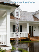 Rain Chains for Gutters, 8.8ft Rain Catcher Chain with 7 Metal Cups & Hummingbird Decor, Adjustable Downspout Replacement for Roof Drainage & Decorative Water Collection(Hummingbird Blue)