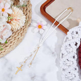 Cross Hanging Car Mirror Ornament Glass Crystal Bead Charm Suncatcher Car Mirror Pendant Accessories Good Luck Keychain for Bag Window Car Mirror Door Garden Balcony Home Decoration