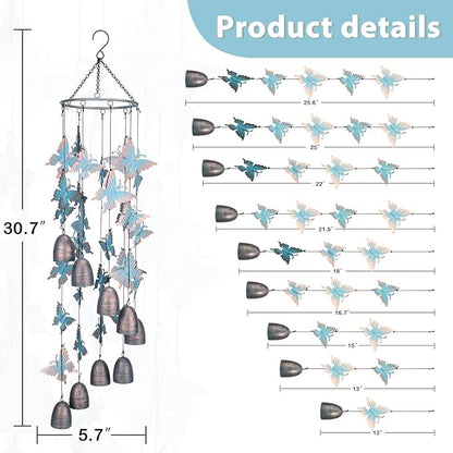 Taman Wind Chime - 30" Butterfly Metal Wind Chimes Valentine's Day Gift for Outside Memorial Sympathy Gift for Home, Outdoor, Yard, Patio,Garden Decor