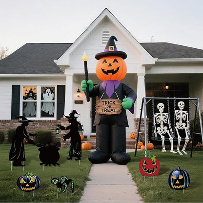 7 PCS Halloween Pumpkin Witch Yard Signs,Witch Outdoor Scary Decor for Halloween Party Holiday Indoor Outdoor Garden Lawn Yard Decorations