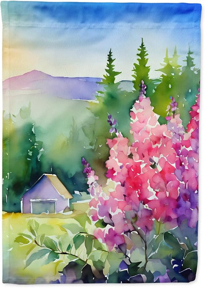 Caroline's Treasures Idaho Syringa in Watercolor House Flag Large Porch Sleeve Pole Decorative Outside Yard Banner Artwork Wall Hanging, Polyester, House Size, Multicolor
