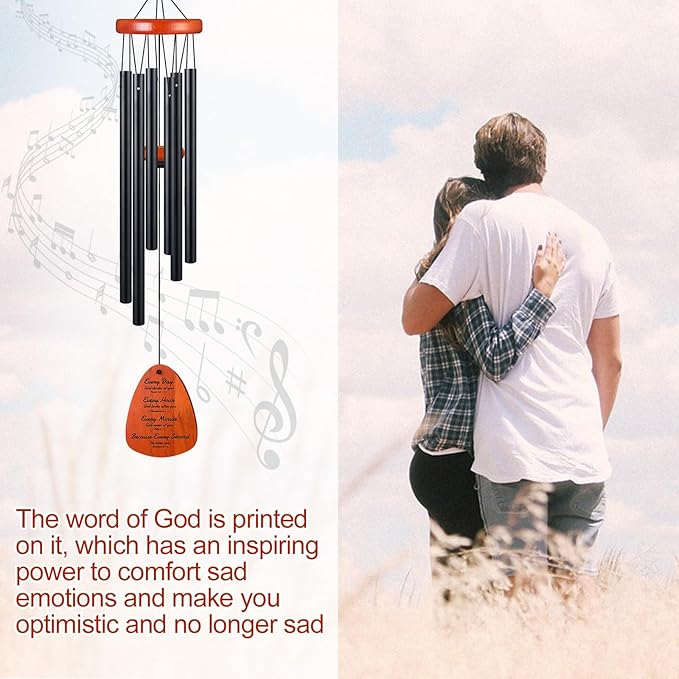 Soaoo 2 Pcs Christian Gift 28 Inch Wind Chimes Bible Verse Wind Chimes Outdoor with Inspirational Prayers Christian Gifts Religious Garden Wind Chimes Scripture Gifts for Home Garden Patio Decor