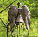 Antiqued Metal Garden Angel Statue with Star Wand, Indoor Outdoor Angel Yard Art Decor Lawn Patio Decorations Holiday Decor Garden Present Idea, 26"H (Star Wand)