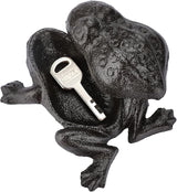 JUXYES Frog Cast Iron Key Hider - Outdoor Small Garden Statue & Indoor Decoration Box for Key, Jewelry & Trinkets
