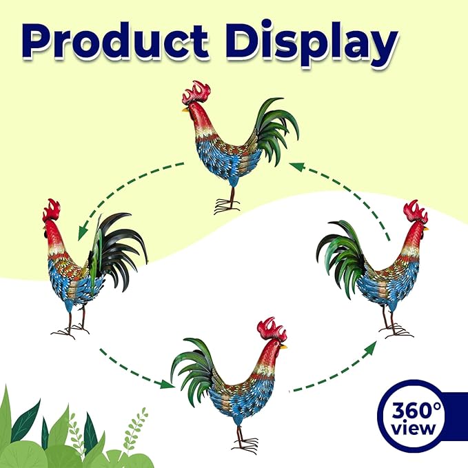 Chicken Decor Garden Sculptures & Statues Rooster Decor Extra Large Outdoor Sculptures Metal Yard Decor Ornaments Outdoor Sculpture