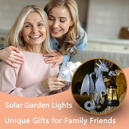 Solar Garden Outdoor Statues Lights Dragon Garden Sculptures Birthday Housewarming Gifts for Women Mom Grandma for Patio Yard Lawn Backyard Decorations