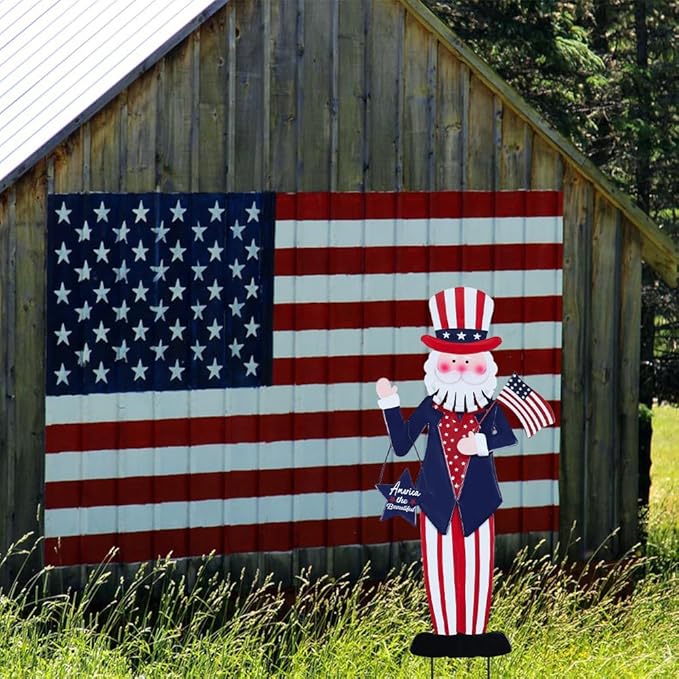 hogardeck 4th of July Decorations Outdoor, Uncle Sam Patriotic Decorative Garden Stakes for Fourth of July Decorations, Memorial Day Metal Yart Art for Outside Porch Patio Lawn Decor