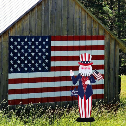 hogardeck 4th of July Decorations Outdoor, Uncle Sam Patriotic Decorative Garden Stakes for Fourth of July Decorations, Memorial Day Metal Yart Art for Outside Porch Patio Lawn Decor