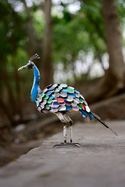 De Kulture Handcrafted Recycled Iron Vintage Peacock Figurine Decorative Collectible Figurine showpiece Beautify Home Office Holiday décor| Ideal for Garden Decoration, 41x13x36 (LWH) inches